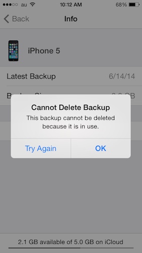 cannot delete backup